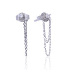 Diamonfire Stud Earrings with Double Chain Drop