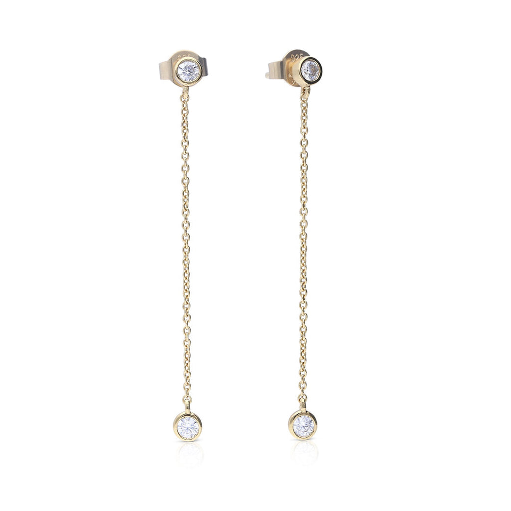 Diamonfire Bezel Set Chain Drop Earrings