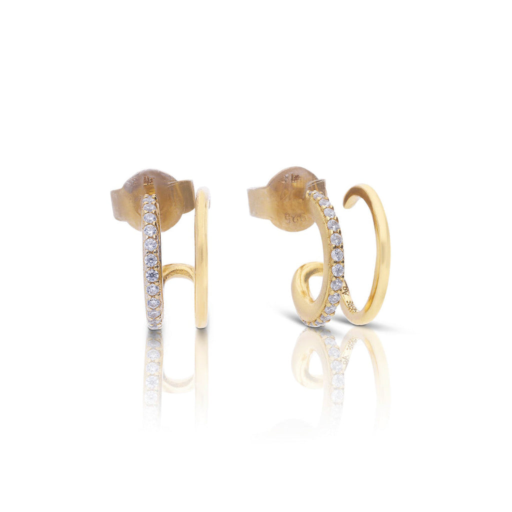 Diamonfire Double Loop Stud Earrings with Zirconia