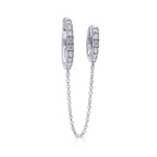 Diamonfire Double Hoop Earring with Chain Connector