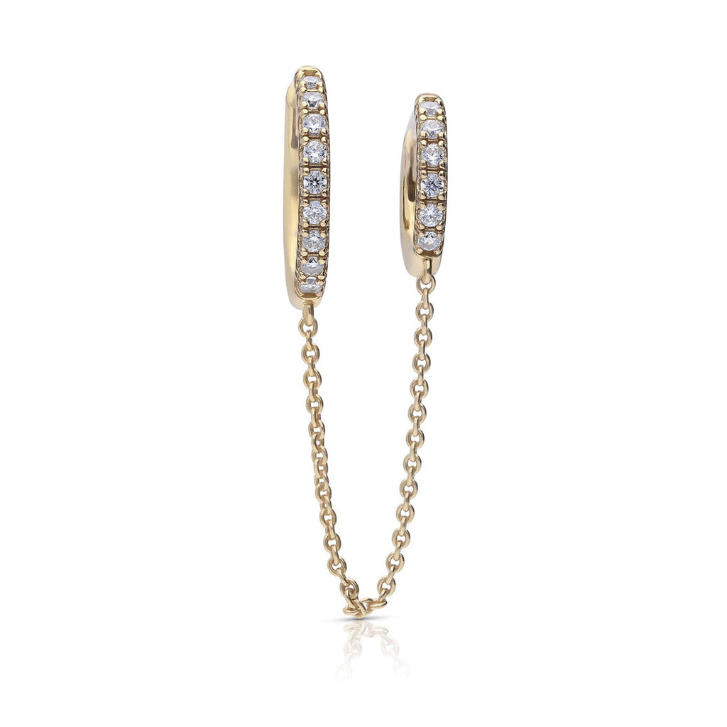 Diamonfire Double Hoop Earring with Chain Connector