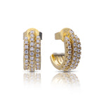 Diamonfire Triple Row Zirconia Stud Earrings