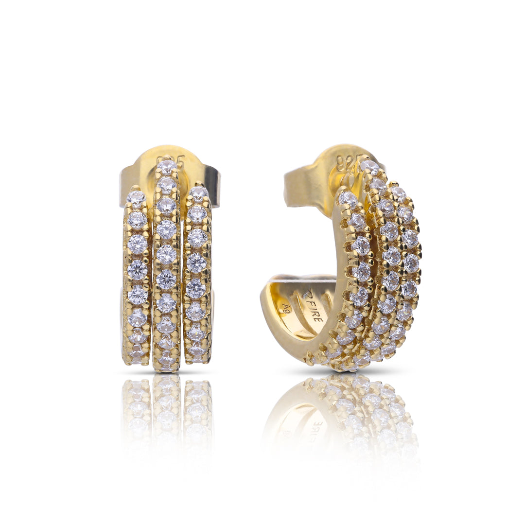 Diamonfire Triple Row Zirconia Stud Earrings