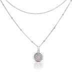 Diamonfire Layered Ball Chain Necklace with Pave Zirconia Pendant