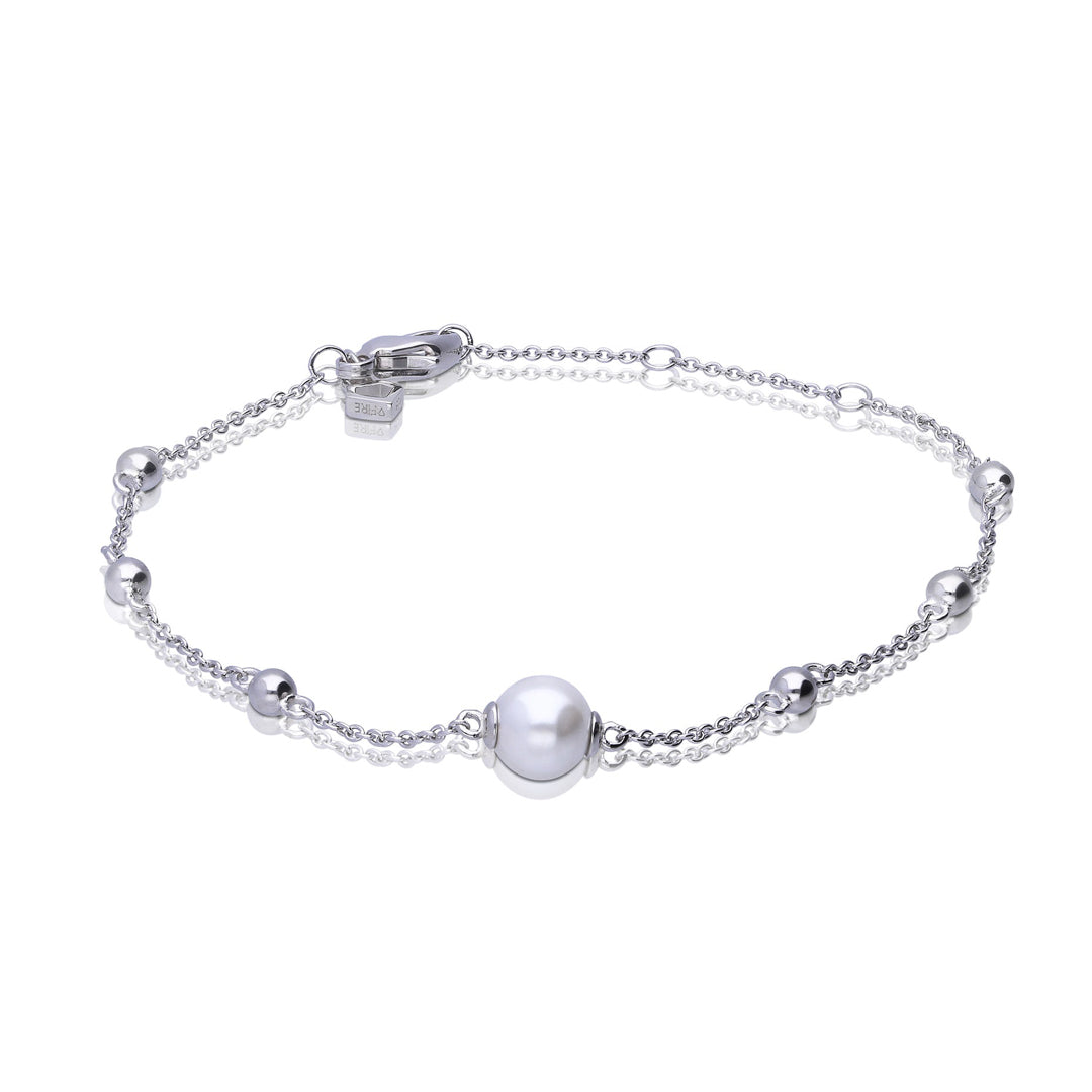 Diamonfire Ball Station Bracelet with Shell Pearl