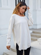 Oversize Knitted Jumper Top In Ecru