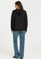 Heart & Q word knitted hoodie In Black