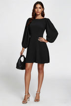 Back V Neck Mini Dress In Black