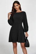 Back V Neck Mini Dress In Black