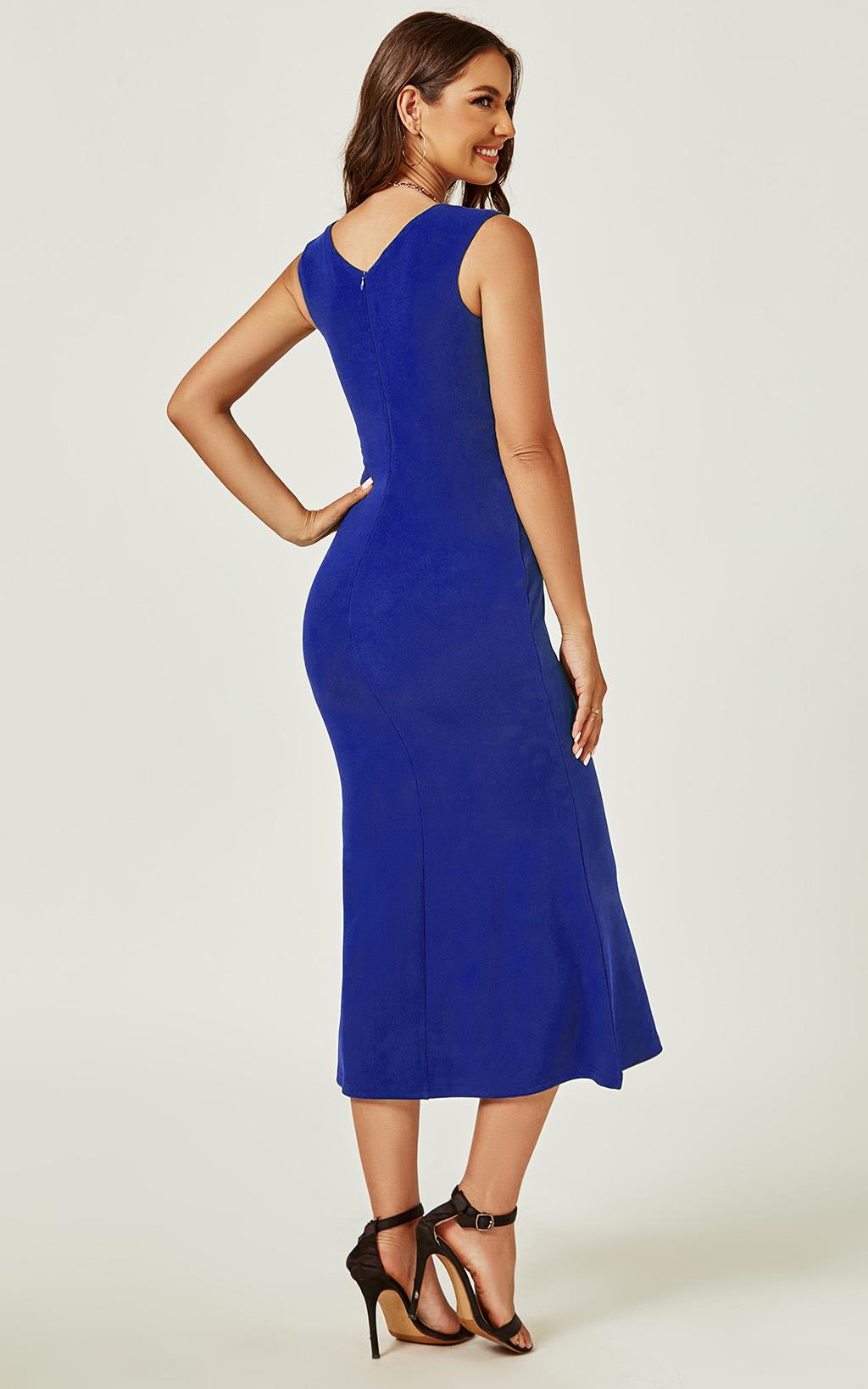 Bardot Pleated Midi Dress In Royal Blue