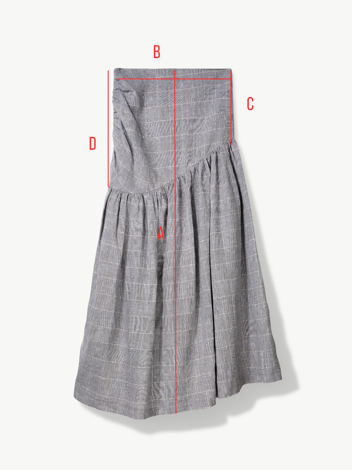 Gathered Maxi skirt Organic Grey check Linen – Hilda | No More Nobody