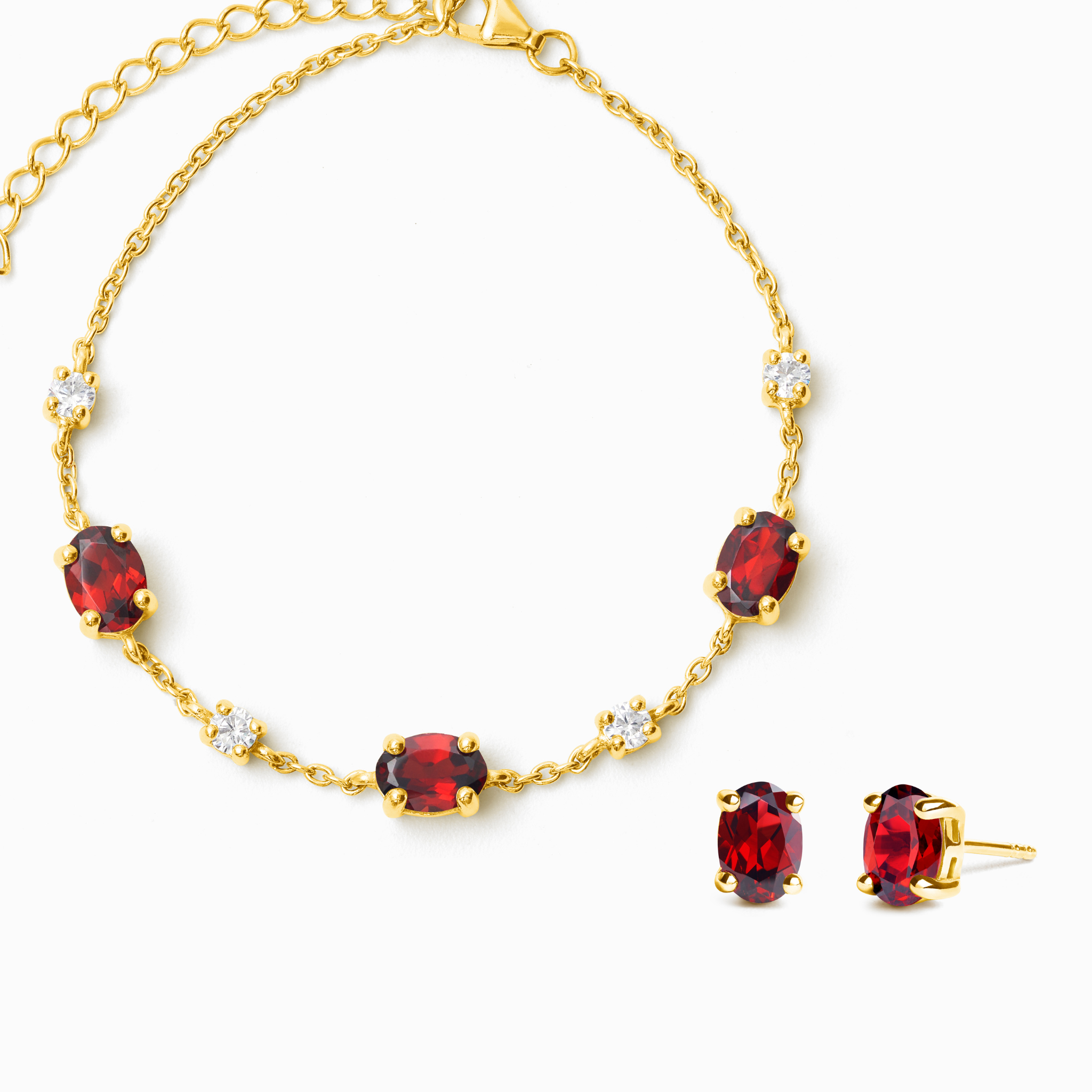 Mini-coffret 2 - Parure de bijoux en grenat en vermeil 18 carats