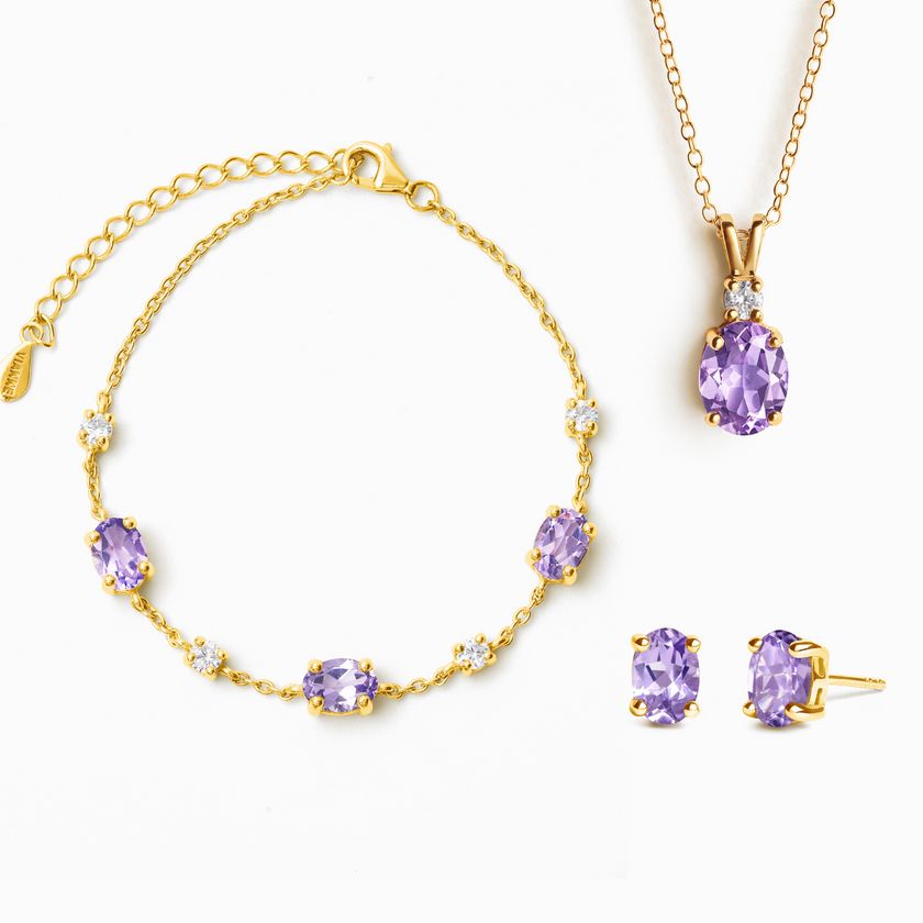 Essential Amethyst Jewellery Set in 18k Gold Vermeil