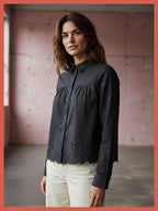 Koren Embroidered Blouse In Black
