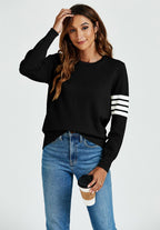 Stripe Pattern Jumper Top In Black