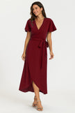 Wrap Maxi Dress In Wine