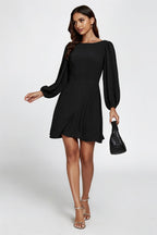 Back V Neck Mini Dress In Black