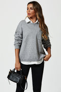 Pocket Detail Knitted Jumper In Grey
