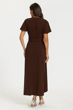 Wrap Maxi Dress In Espresso