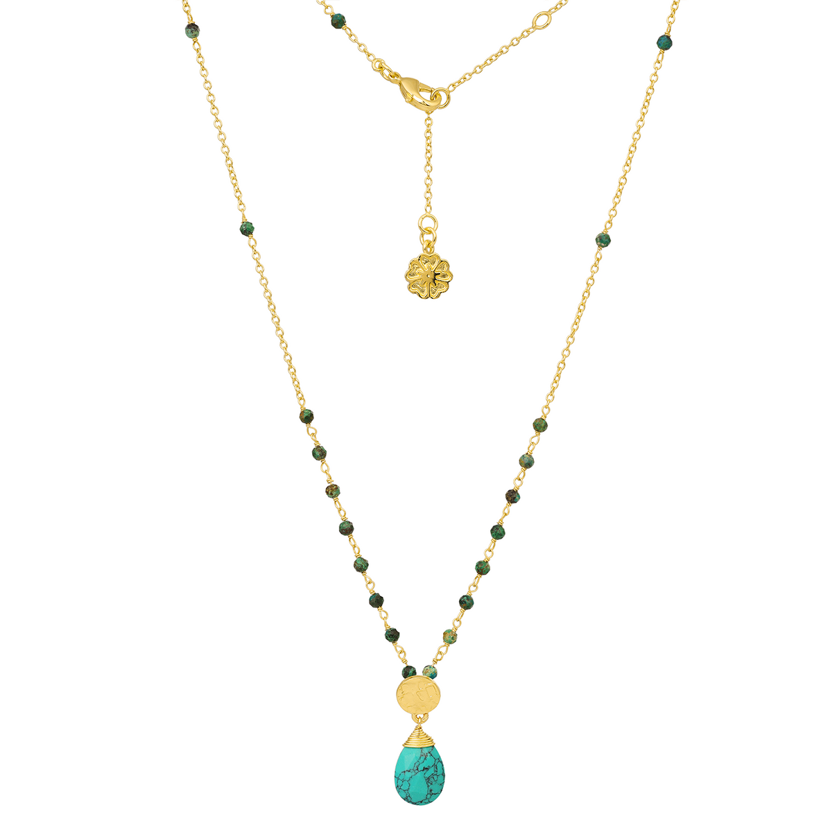 Classic Athena Kate Gemstone Rosary Chain Necklace Turquoise