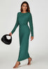 Long Sleeves Mesh Maxi Dress In Green