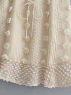 Strappy Mini Dress With Flower Appliques In Cream