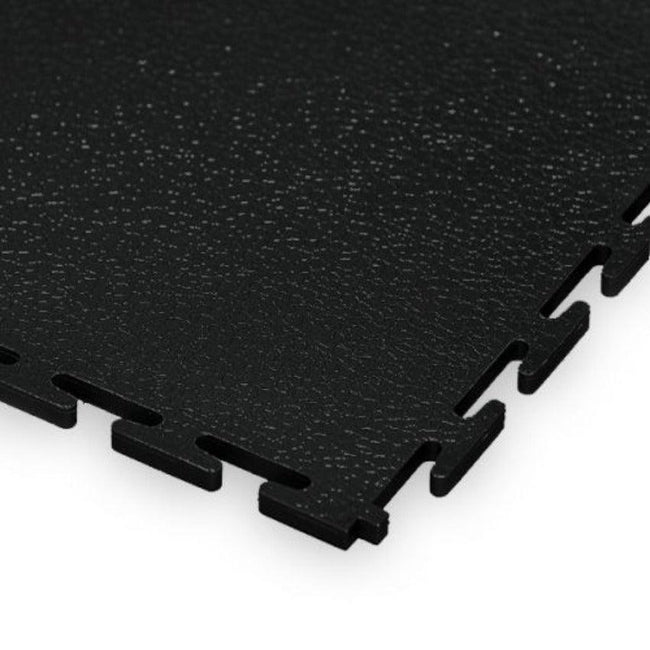Dalles de sol noires pour garage | Easilock - Effet cuir, 500 mm x 500 mm x 7 mm d'épaisseur