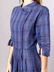 Button Midi dress with pockets Organic Navy Check Linen  – Talitha | No More Nobody
