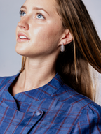 Button Midi dress with pockets Organic Navy Check Linen  – Talitha | No More Nobody