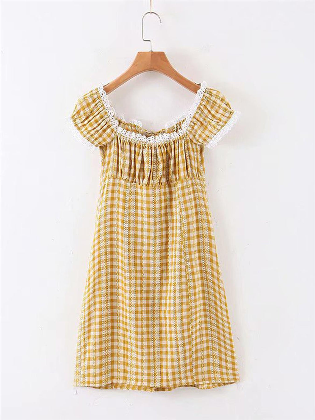 Off The Shoulder Puff Sleeve Mini Dress In Mustard Floral Print