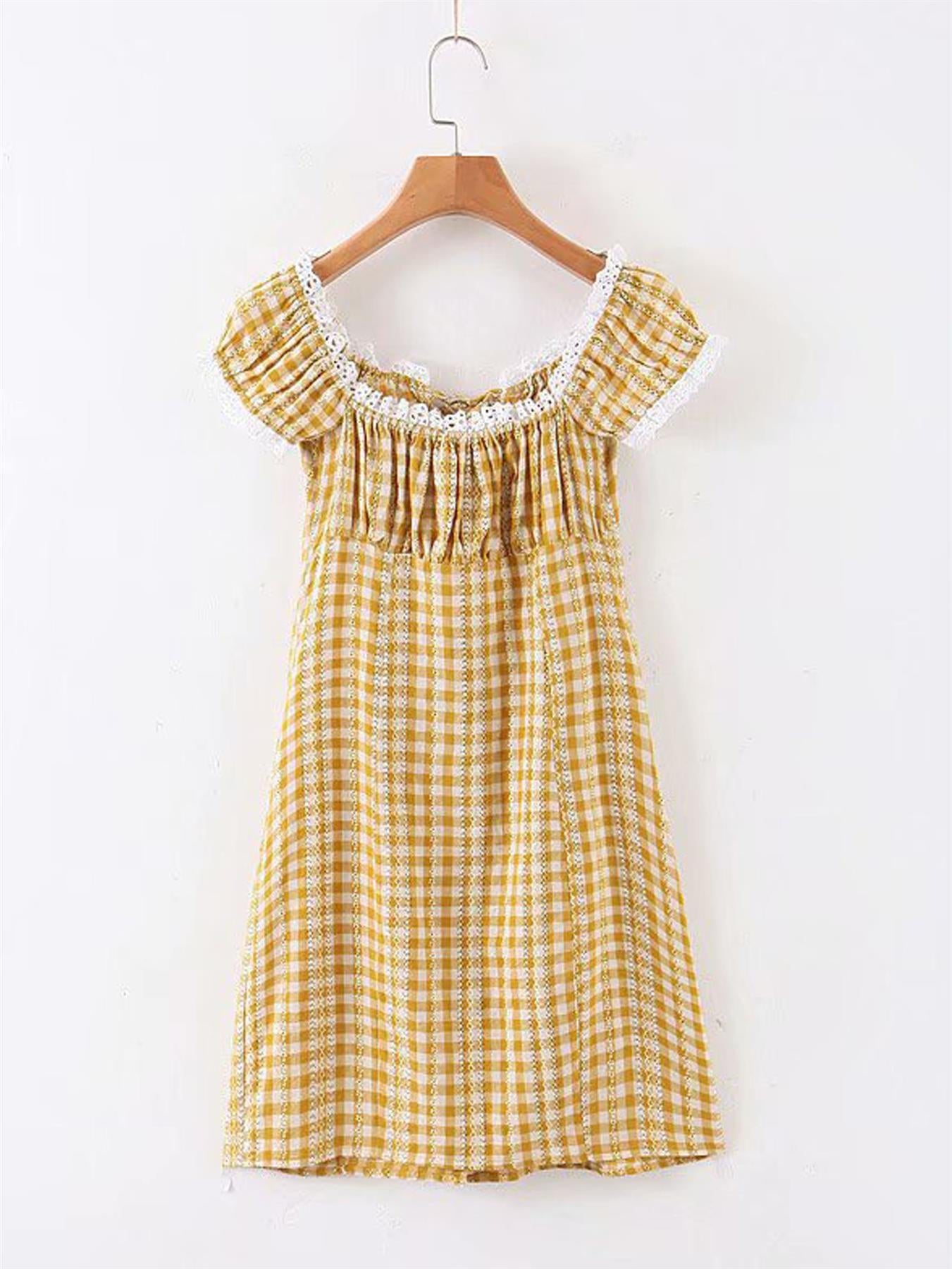 Off The Shoulder Puff Sleeve Mini Dress In Mustard Floral Print