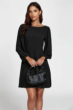 Back V Neck Mini Dress In Black