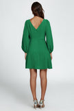Back V Neck Mini Dress In Green