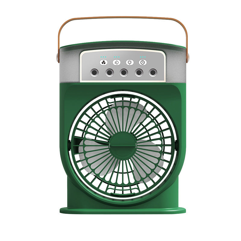 Ventilador de refrigeración portátil USB con 5 rociadores, luz de 7 colores, tanque de agua de 600 ml, humidificador enfriador de aire con rocío.