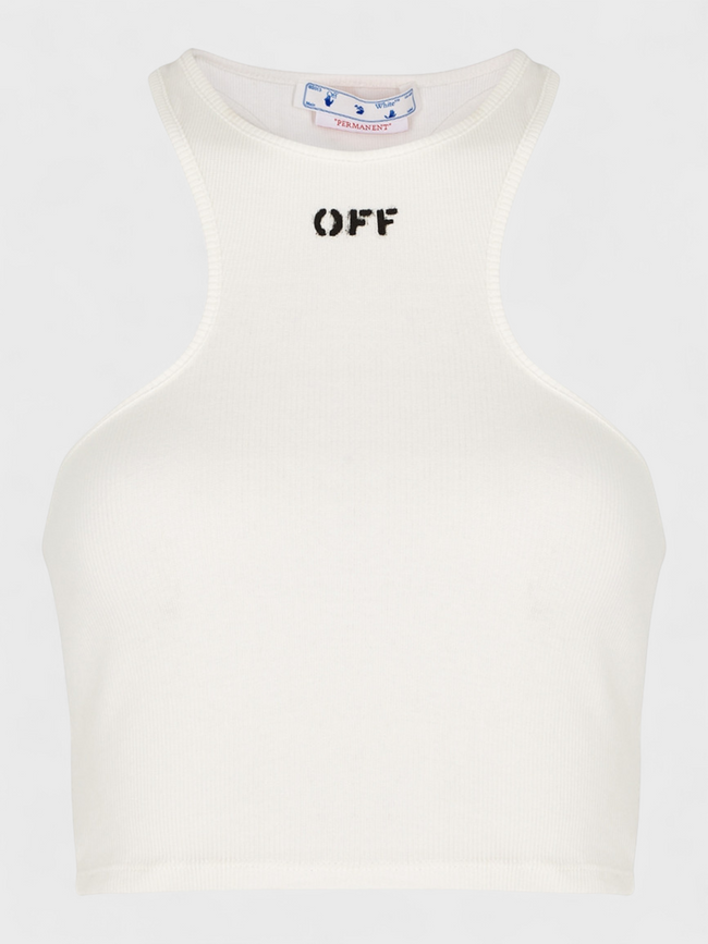 Off-White Basic Ribbed Rowing Top White