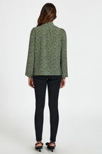 Floral Print Side Tie Blouse Top In Olive