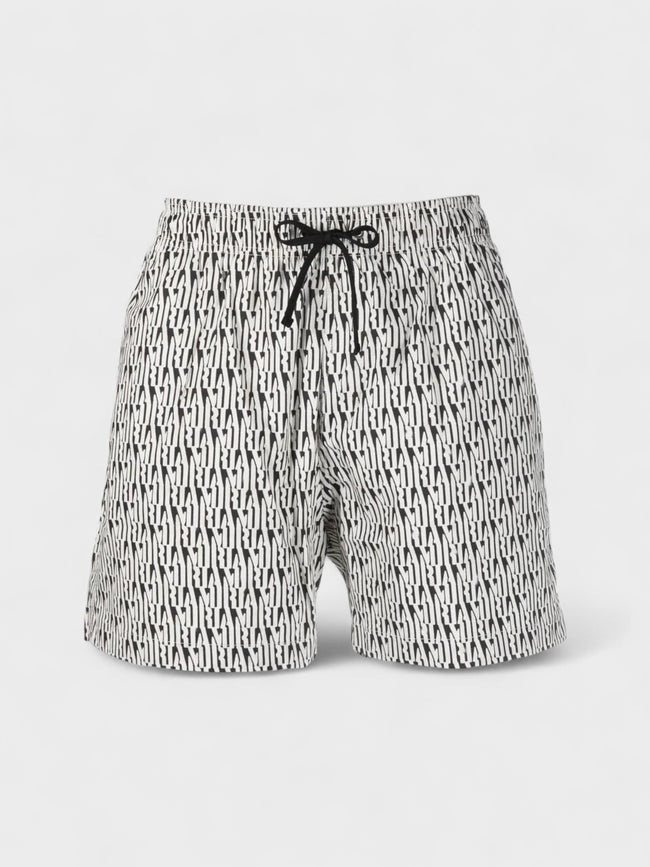 Amiri All Over Swim Trunk Black White