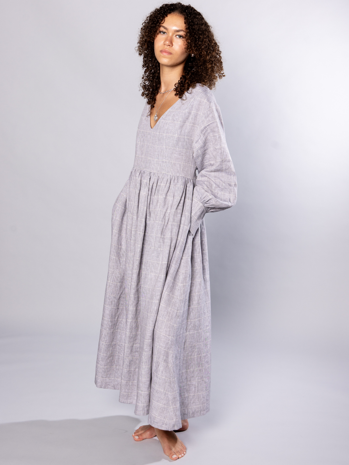 Oversized Maxi Dress with pockets Organic Linen - Michelle | No More Nobody