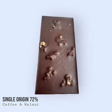 Single Origin Dark Perú 72% Coffee & Walnut Chocolate Bar 110g