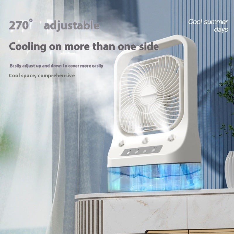 Ventilador de refrigeración doméstico USB recargable con cabezal ajustable, aire de refrigeración, tanque de agua refrigerado por aire acondicionado, ventiladores enfriadores de aire de bajo ruido