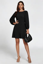 Back V Neck Mini Dress In Black