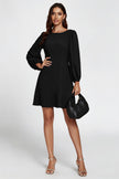 Back V Neck Mini Dress In Black