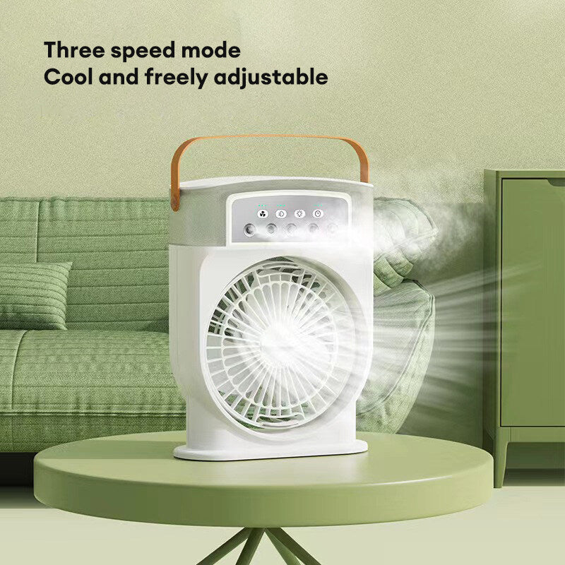 Ventilador de refrigeración portátil USB con 5 rociadores, luz de 7 colores, tanque de agua de 600 ml, humidificador enfriador de aire con rocío.