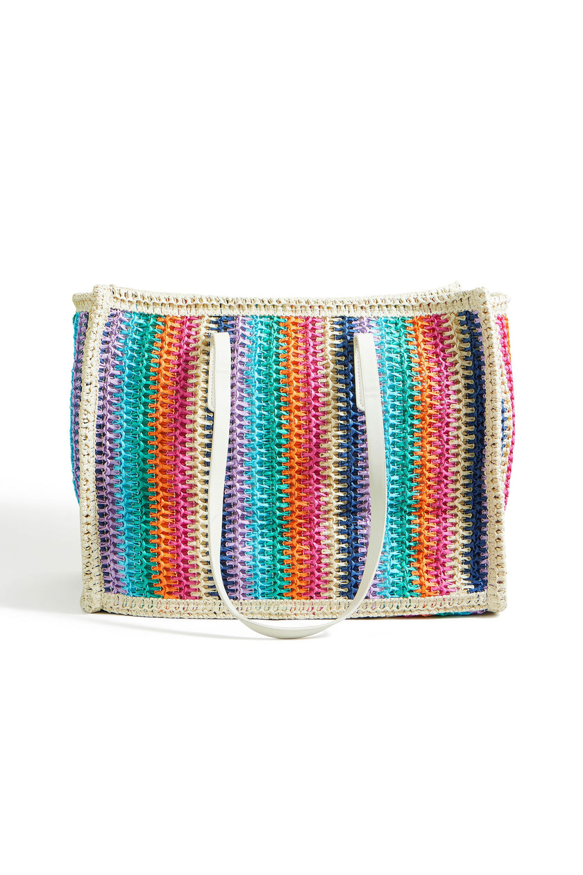 Yumi Multicolour Stripe Natural Shoulder Bag
