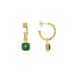 Tetra Square Gemtone Charm Hoops: Green Onyx