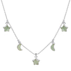 Adela Aventurine Star & Moon Charm Necklace | 925 Sterling Silver