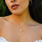 Collier Heidi North Star avec pierre de naissance | Plaqué or 18 carats