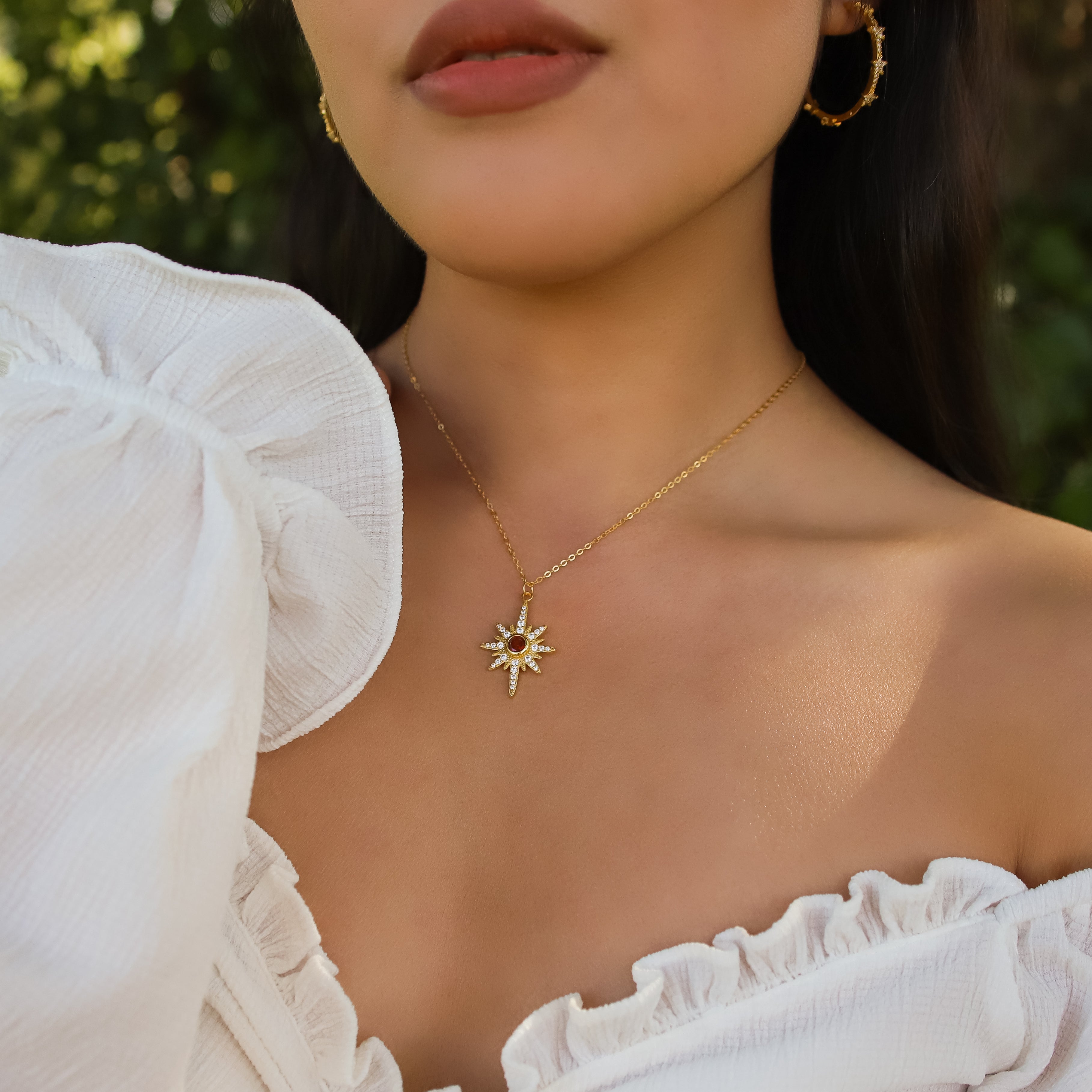 Collier Heidi North Star avec pierre de naissance | Plaqué or 18 carats