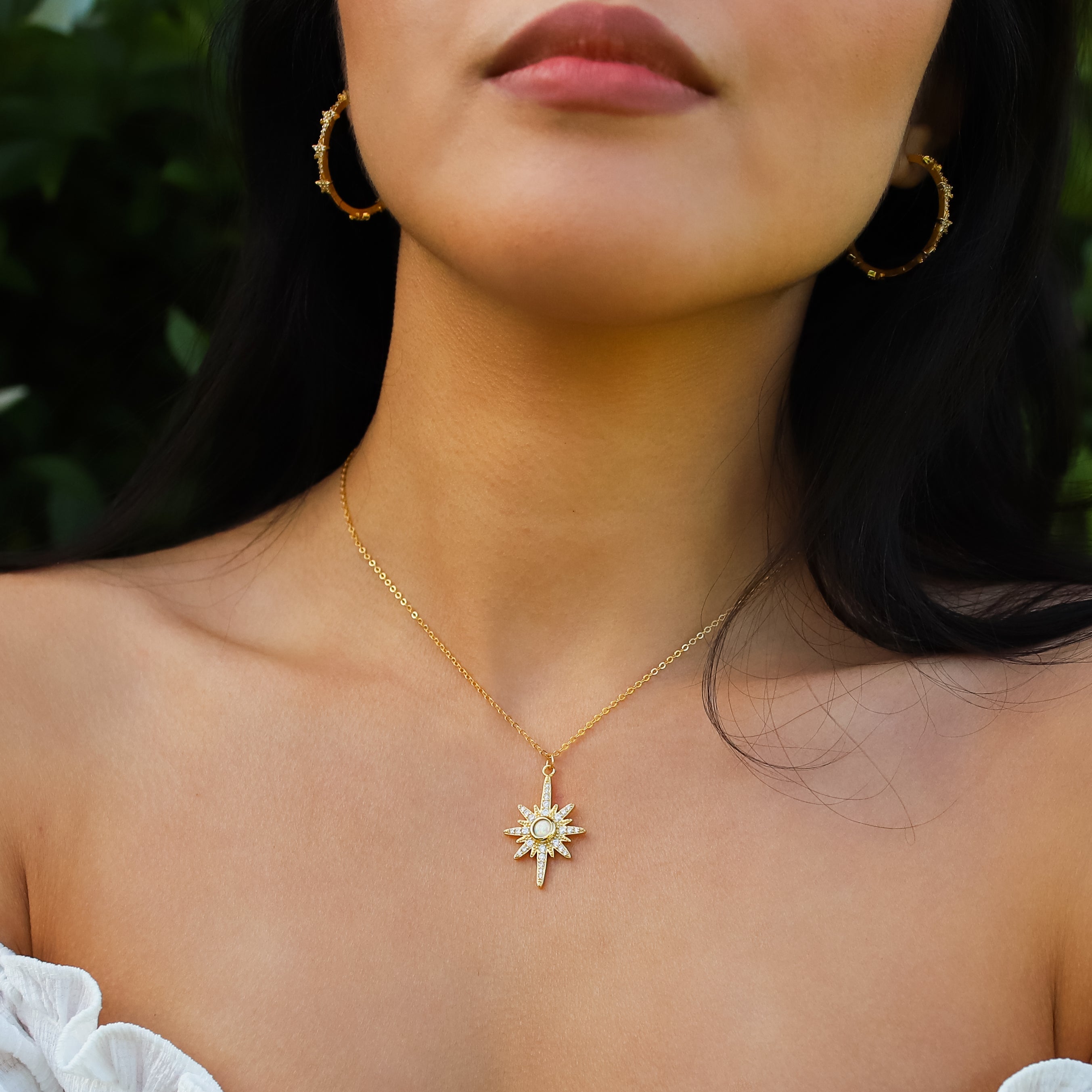 Collier Heidi North Star avec pierre de naissance | Plaqué or 18 carats