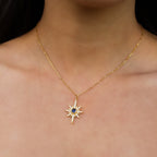 Collier Heidi North Star avec pierre de naissance | Plaqué or 18 carats